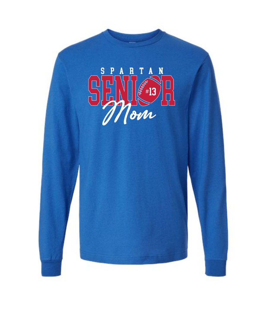 BIXBY SPARTAN SENIOR FOOTBALL MOM PRE-ORDER LONG SLEEVE TEE