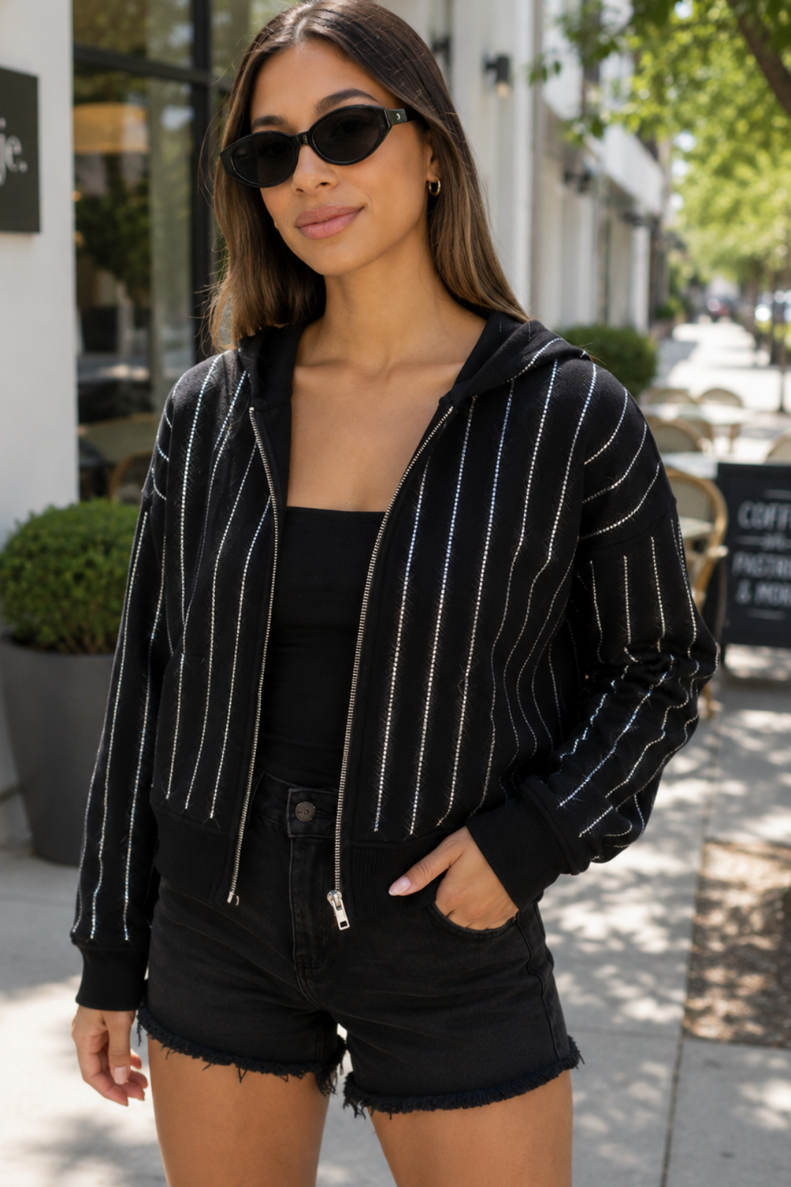 BIXBY SPARTANS RHINESTONE STRIPE FULL ZIP JACKET