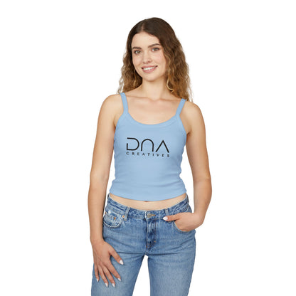 Women’s Spaghetti Tank Top — DVA Creatives Logo Crop
