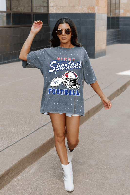 BIXBY SPARTANS RHINESTONE VINTAGE WASH BOYFRIEND TEE - The Club