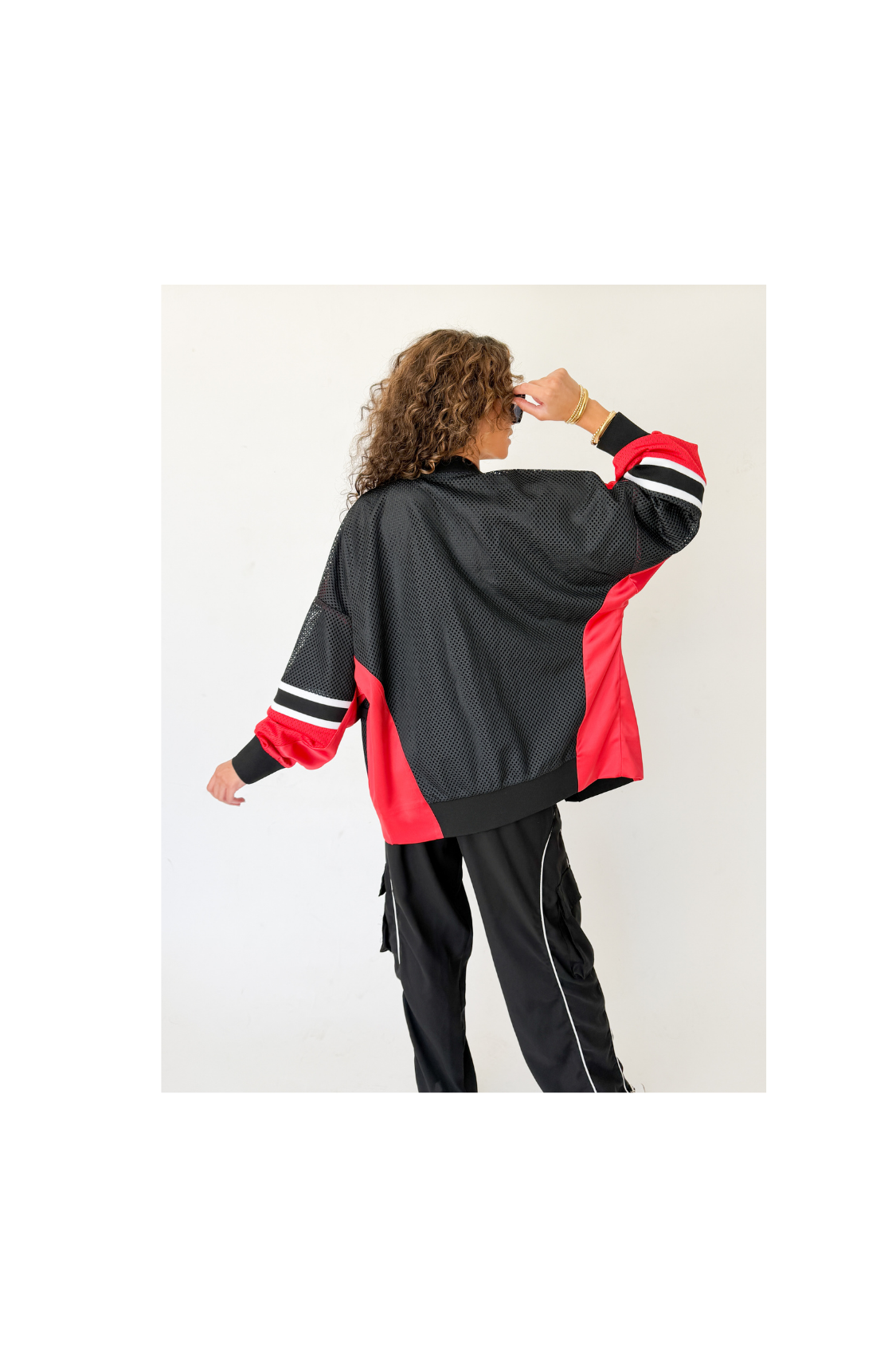 BIXBY SPARTANS VARSITY MESH PATCHWORK CARDIGAN