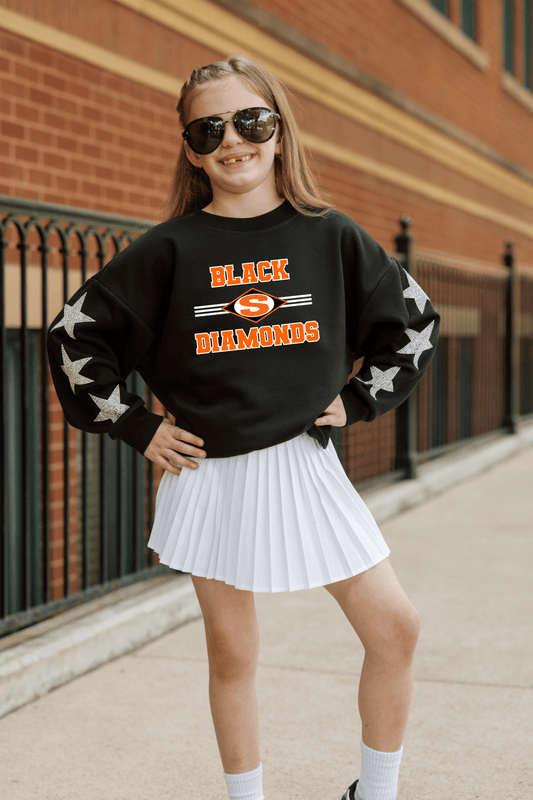 SALLISAW BLACK DIAMONDS YOUTH EMBELLISHED STAR SLEEVE CREWNECK SWEATSHIRT - The Club