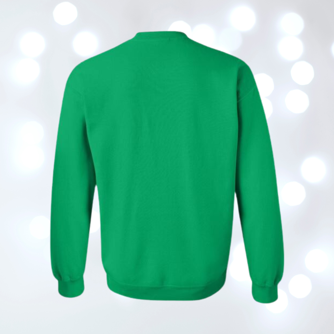 Christmas Holiday Sequin Embellished Making Spirits Bright Sweatshirt in Kelly Green