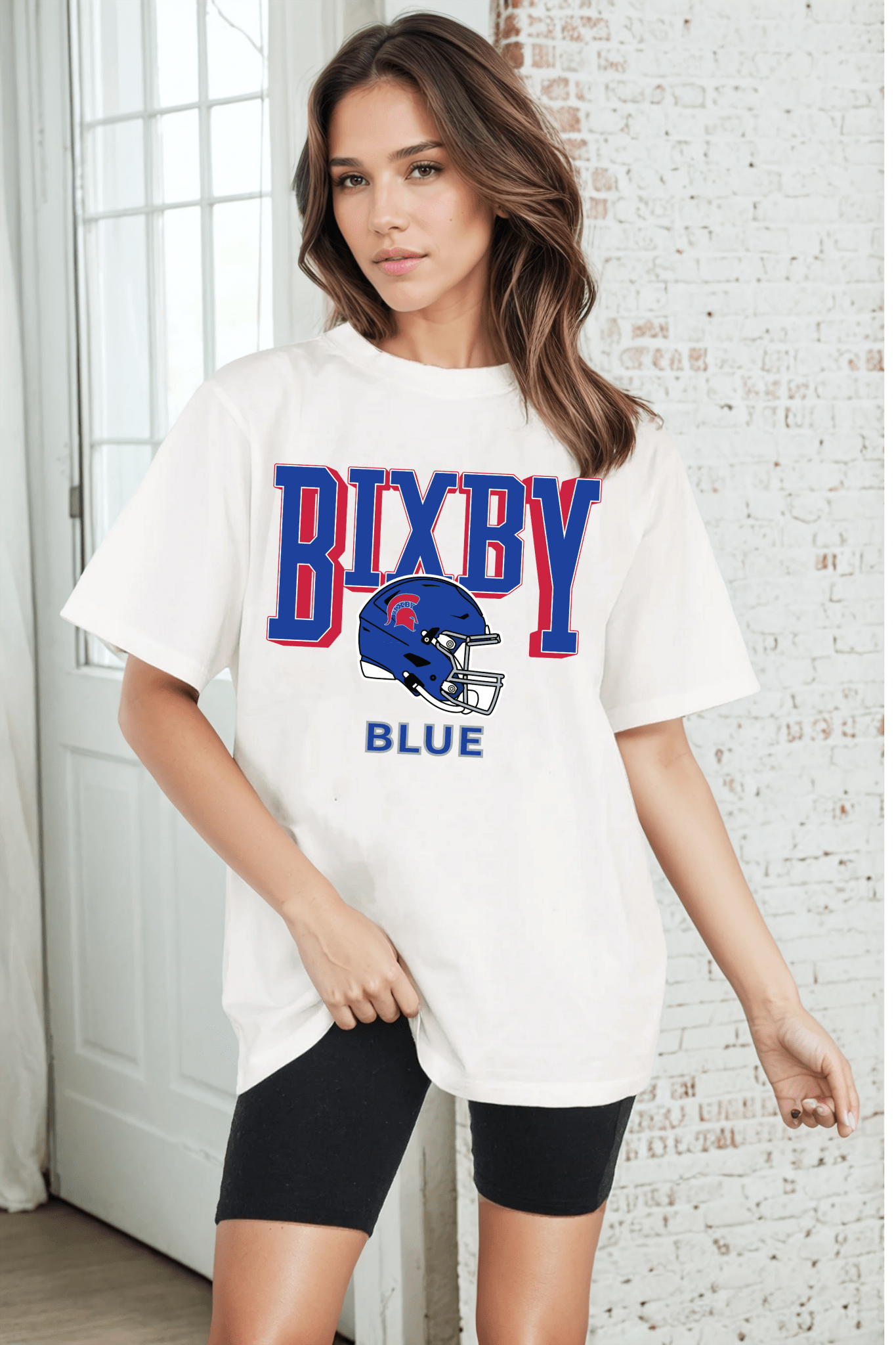 BIXBY BLUE FOOTBALL VINTAGE WASH BOYFRIEND TEE - The Club
