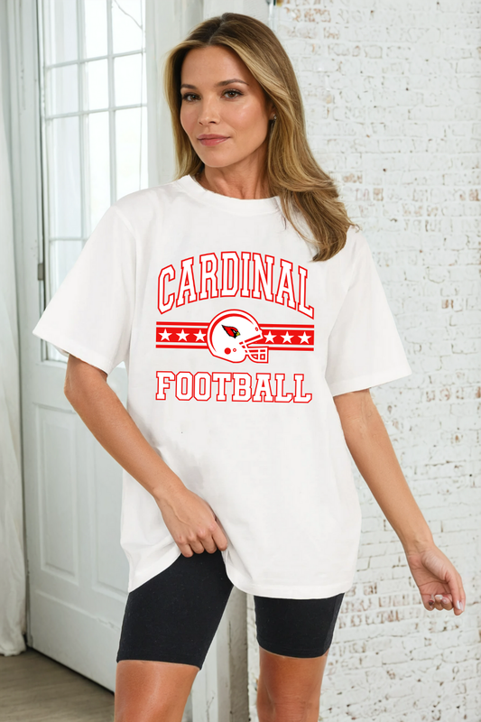 COLLINSVILLE CARDINALS FOOTBALL VINTAGE WASH BOYFRIEND TEE