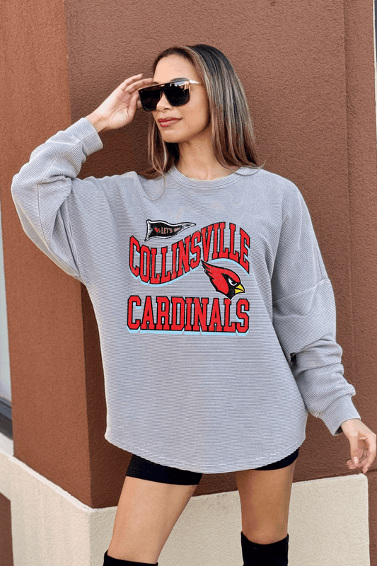 COLLINSVILLE CARDINALS WASHED CORDED PULLOVER - The Club