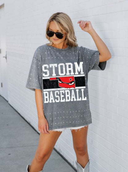 STB001-STORM BASEBALL VINTAGE RHINESTONE TEE