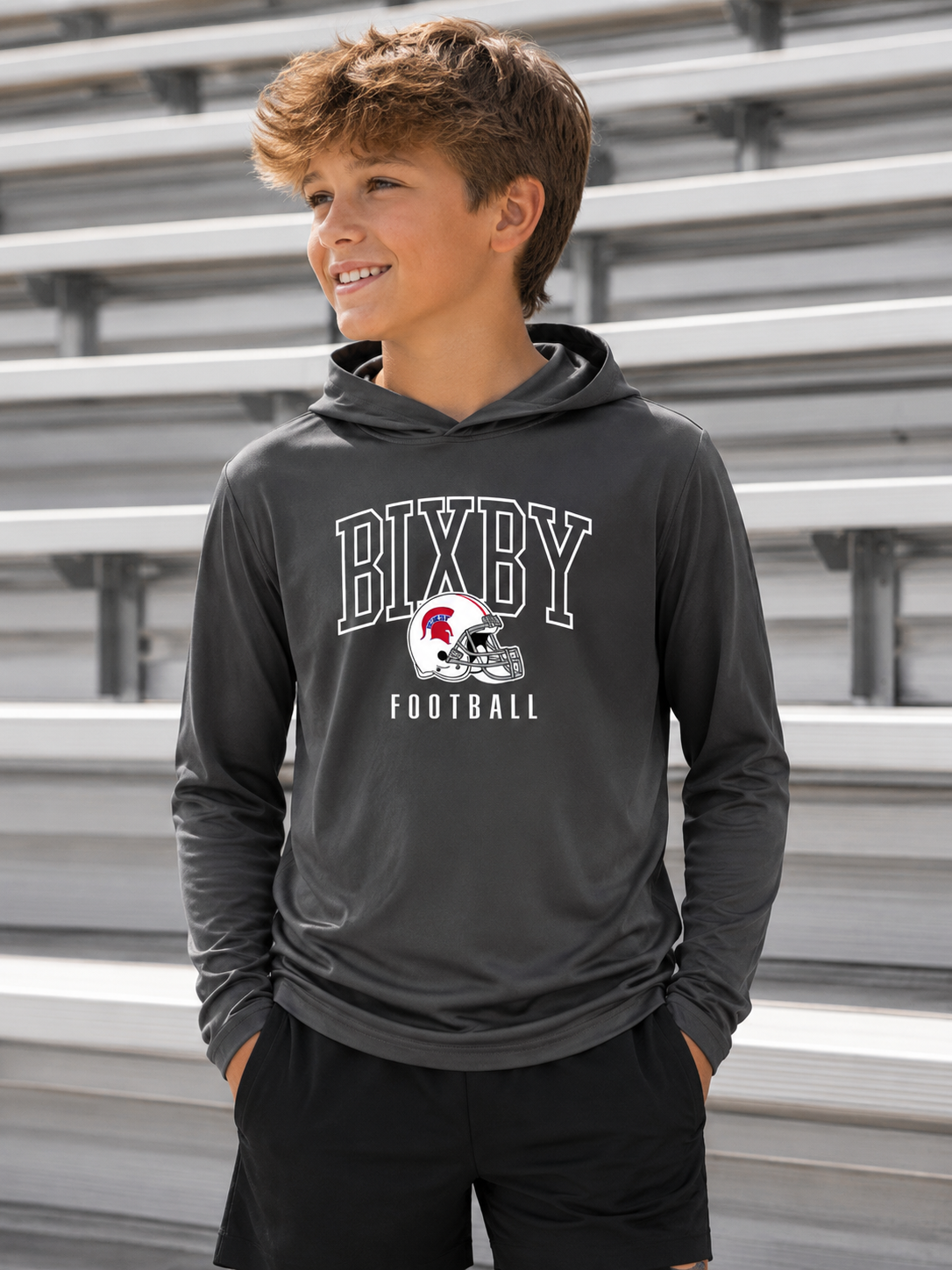 BIXBY SPARTAN FOOTBALL - Youth Performance Hooded Pullover