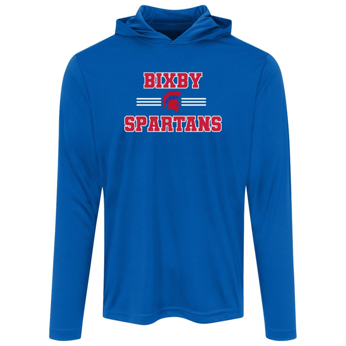 BIXBY SPARTANS ADULT HOODED PERFORMACE LONG SLEEVE TEE - The Club