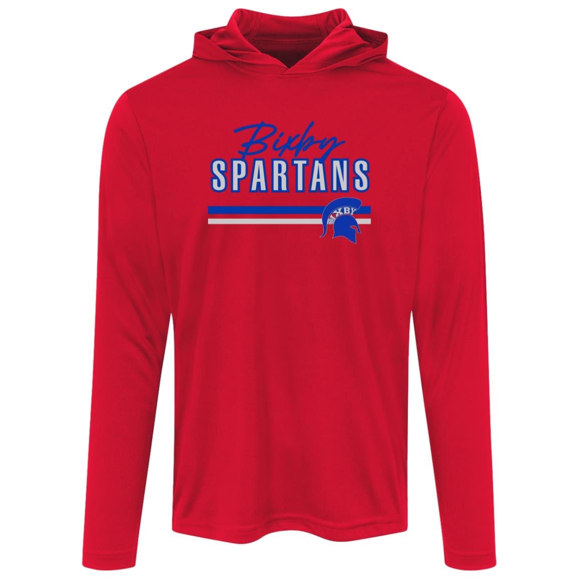 BIXBY SPARTANS ADULT HOODED PERFORMACE LONG SLEEVE TEE - The Club