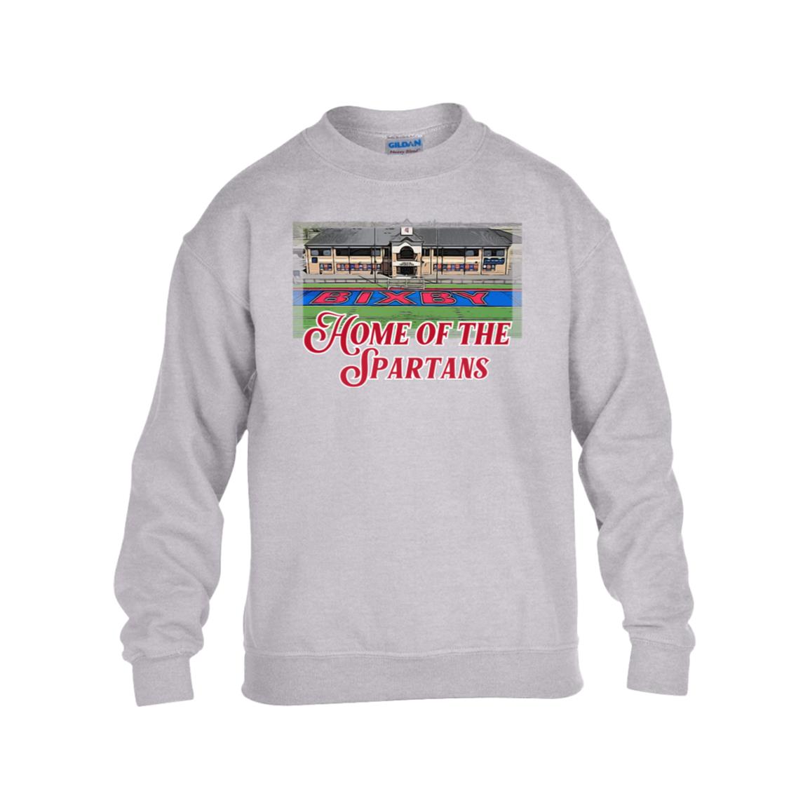 HOME OF THE SPARTANS GILDAN KIDS HEAVY BLEND FLEECE CREW