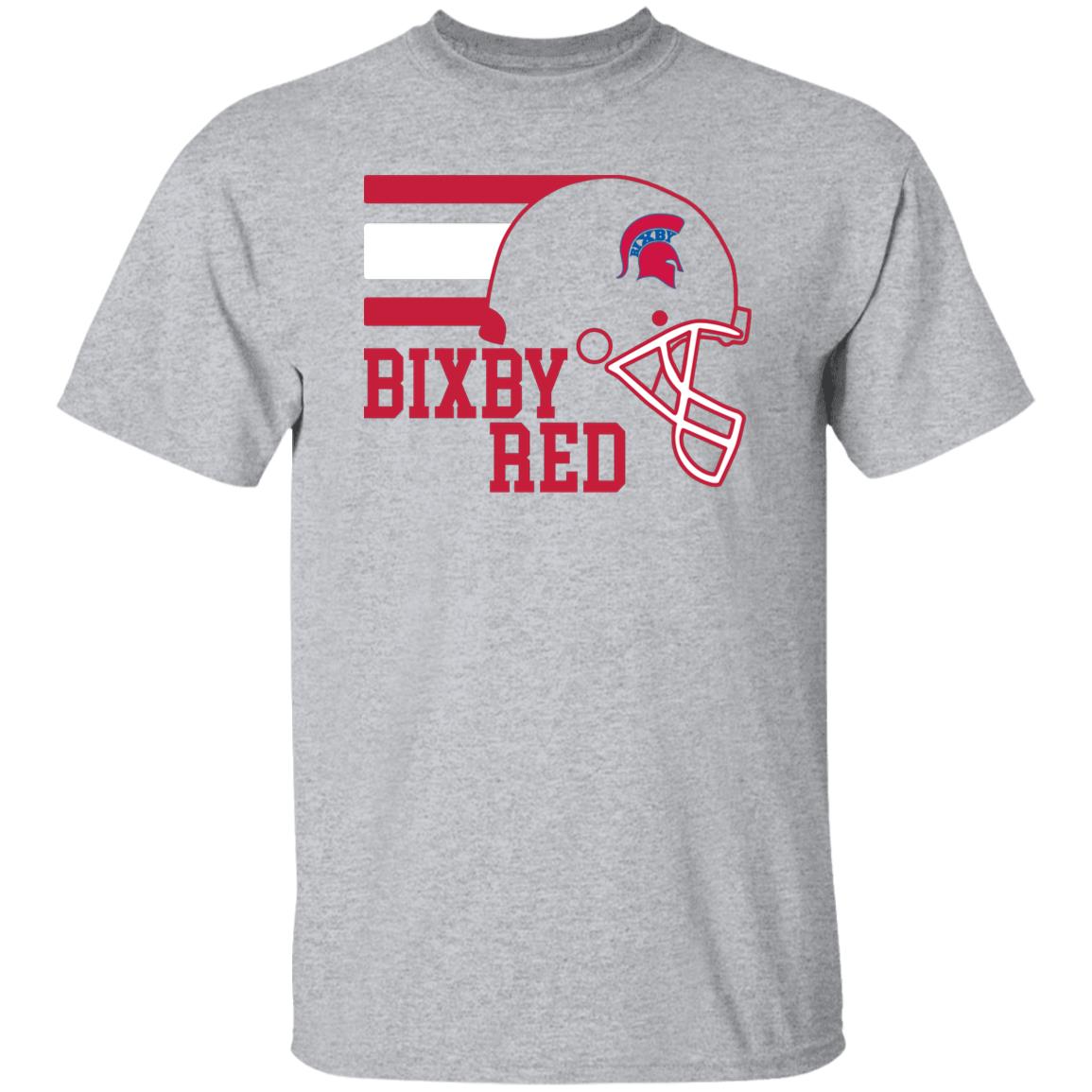 TOUCHDOWN SPARTANS BIXBY RED ADULT 100% COTTON T-SHIRT