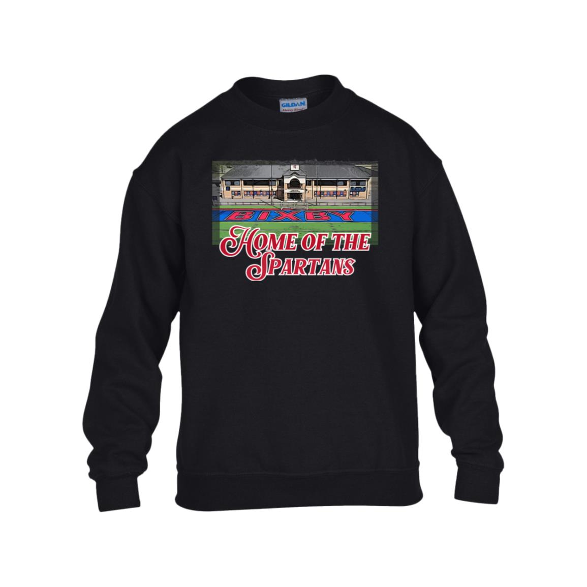 HOME OF THE SPARTANS GILDAN KIDS HEAVY BLEND FLEECE CREW