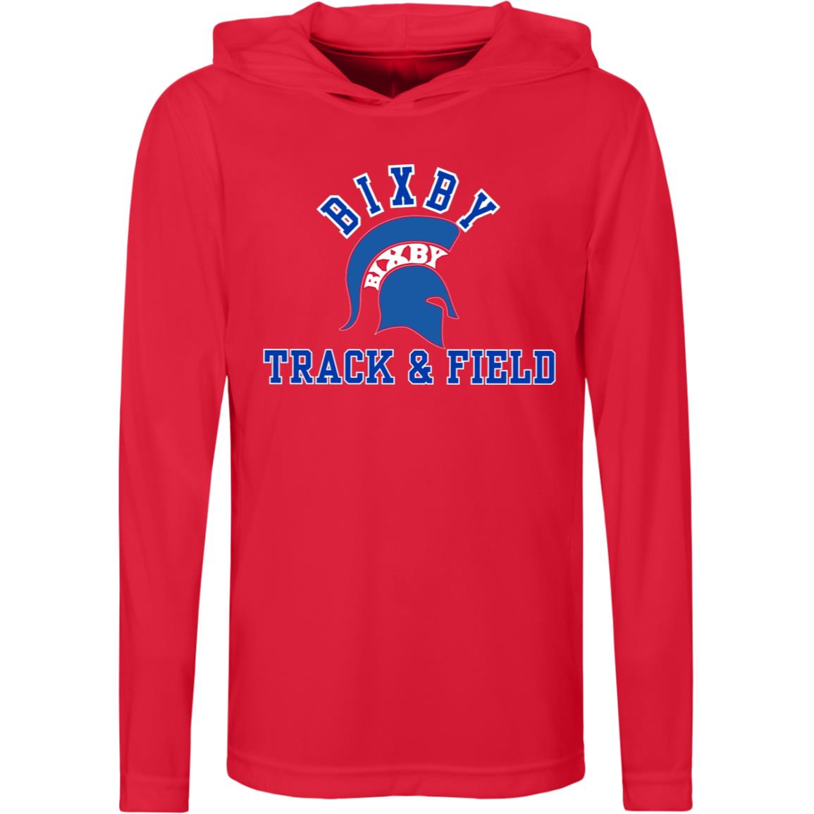 RED AND BLUE TRUE T&F YOUTH PERFORMANCE HOODED TEE