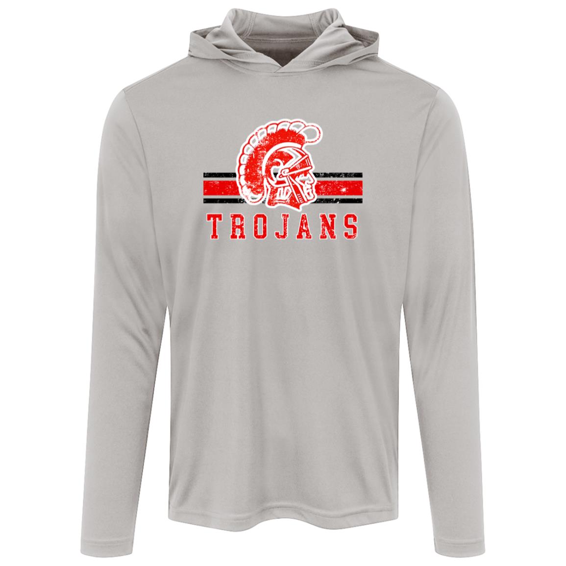 KIEFER TROJANS ADULT HOODED LONG SLEEVE PERFORMANCE TEE - The Club