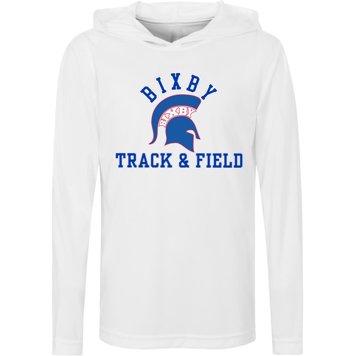 RED AND BLUE TRUE T&F YOUTH PERFORMANCE HOODED TEE