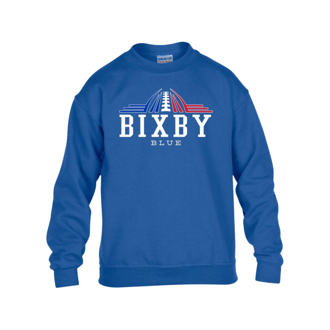 LEGENDS BIXBY BLUE GILDAN KIDS HEAVY BLEND FLEECE CREW