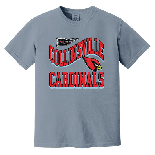 COLLINSVILLE CARDINALS ADULT GARMENT WASHED TEE - The Club