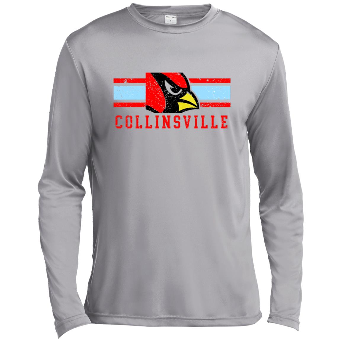 COLLINSVILLE CARDINALS ADULT LONG SLEEVE PERFORMANCE TEE - The Club
