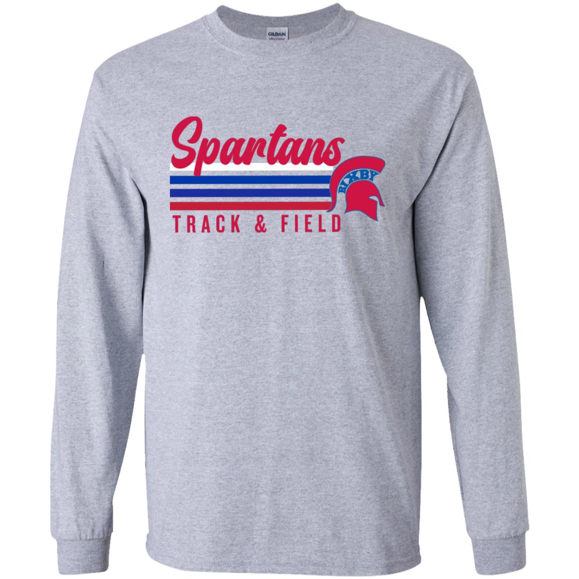 ALL THE VIBES SPARTANS T&F YOUTH 100% COTTON LONG SLEEVE TEE