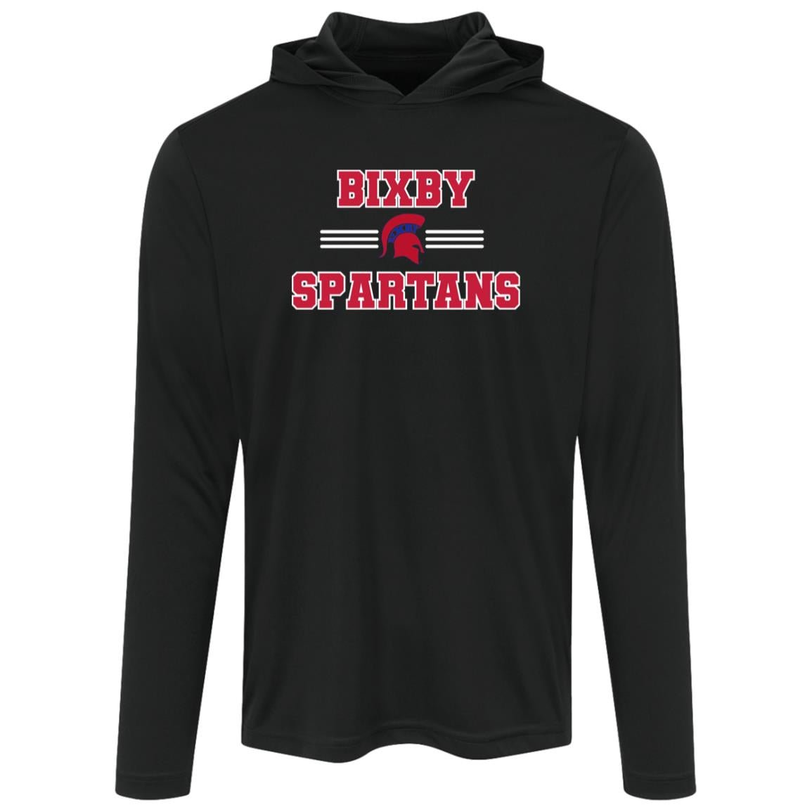 BIXBY SPARTANS ADULT HOODED PERFORMACE LONG SLEEVE TEE - The Club