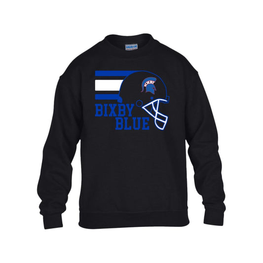 TOUCHDOWN SPARTANS BIXBY BLUE GILDAN KIDS HEAVY BLEND FLEECE CREW