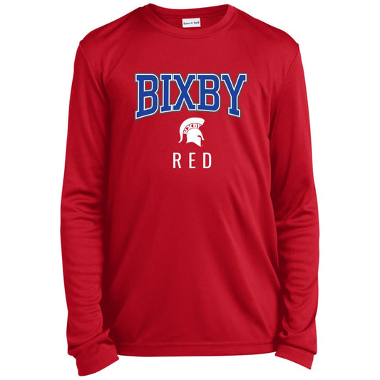 BIXBY RED FOOTBALL YOUTH LONG SLEEVE PERFORMANCE TEE - The Club