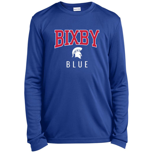 BIXBY BLUE FOOTBALL YOUTH LONG SLEEVE PERFORMANCE TEE - The Club