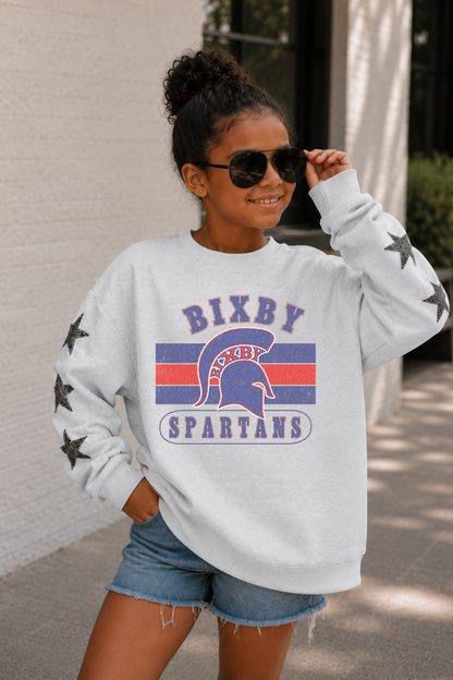 BIXBY SPARTAN FOOTBALL YOUTH STAR SLEEVE EMBELLISHED SWEATSHIRT