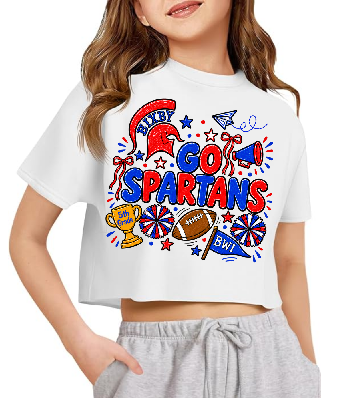 Bixby West Intermediate 5th Grade Spartans Crop Tee