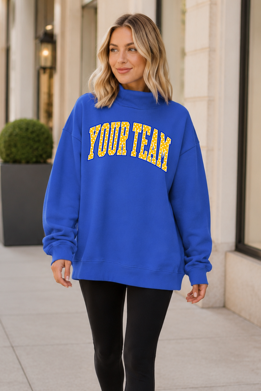CUSTOM LOGO MOCK NECK SWEATSHIRT