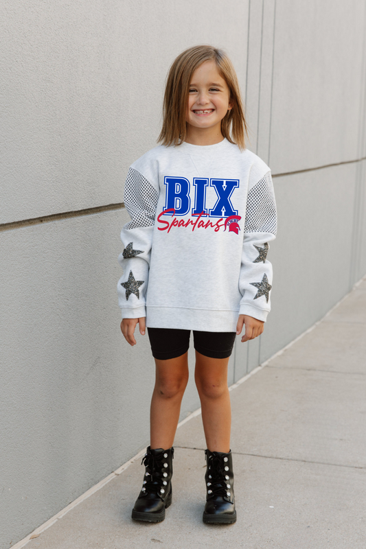 MATCH YOUR MINI - MESH INSERT STAR SWEATSHIRT FOR YOUTH