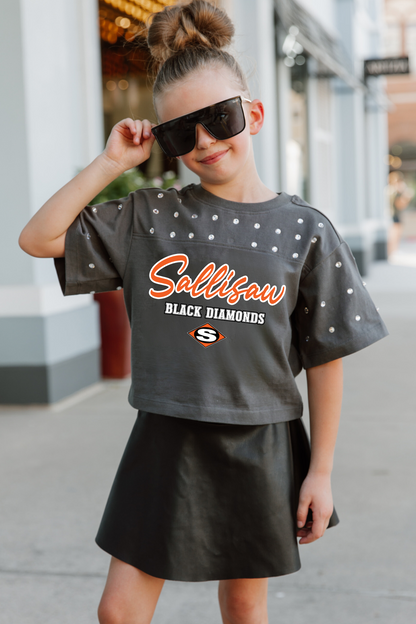 MATCH YOUR MINI - BLACK DIAMOND SPARKLE CROP TEE YOUTH