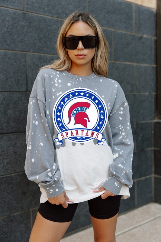 SPARTAN STARS BLEACH WASH CREWNECK PULLOVER