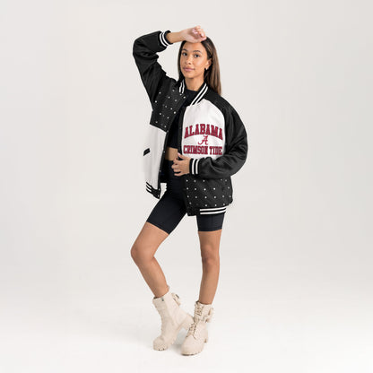 ALABAMA CRIMSON TIDE REFINED RIVALRY THROWBACK VARSITY BOMBER JACKET