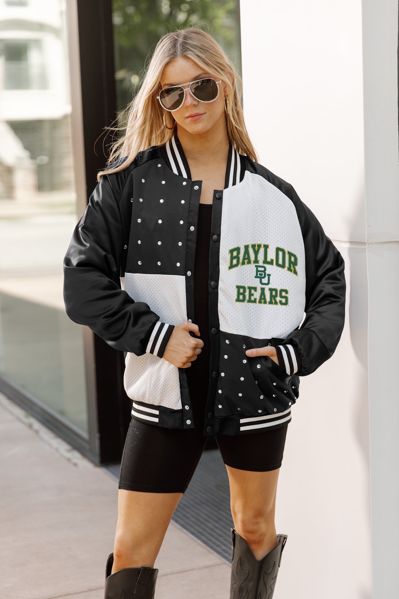 BAYLOR BEARS REFINED RIVALRY THROWBACK VARSITY BOMBER JACKET