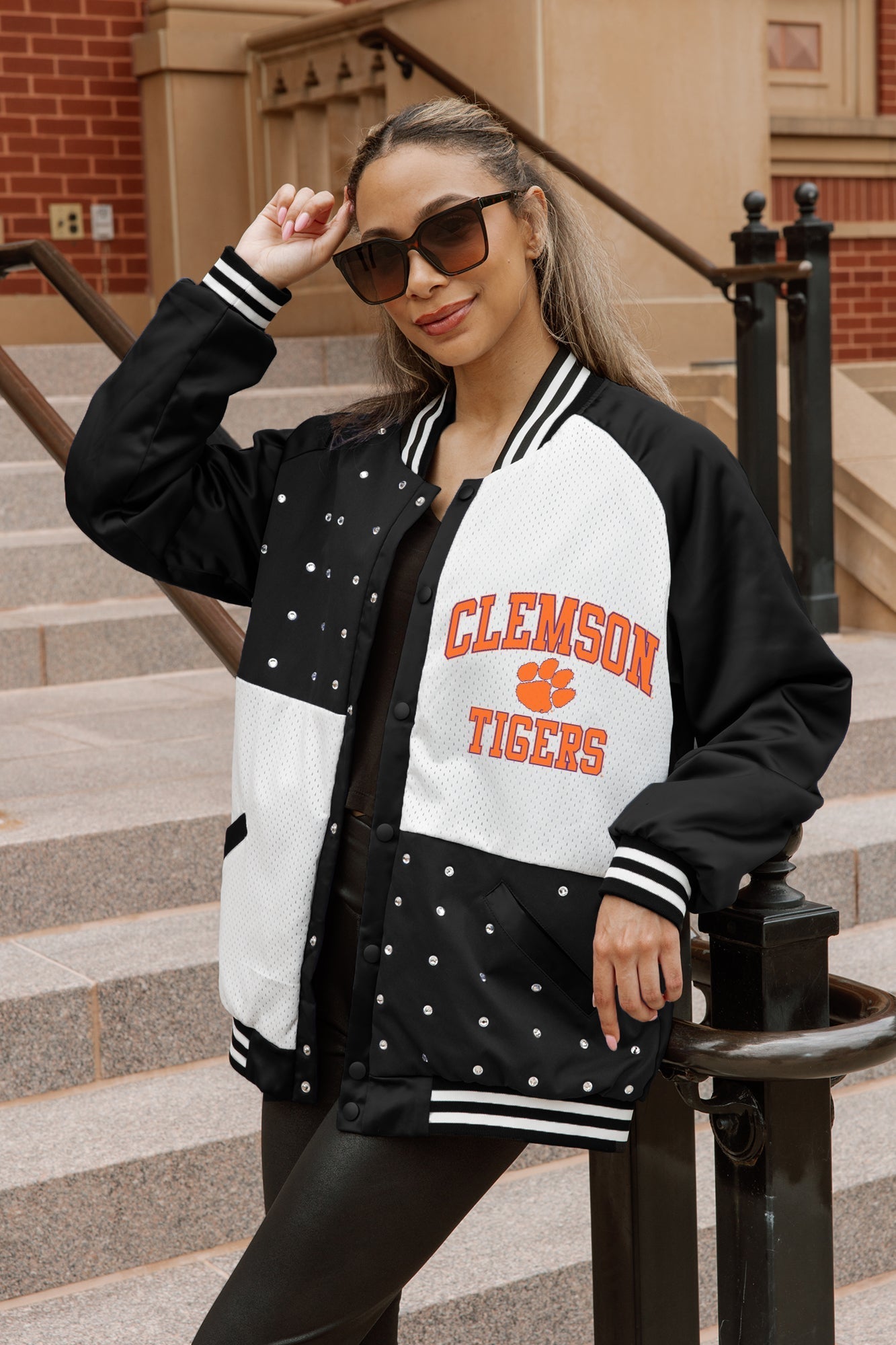 CLEMSON TIGERS REFINED RIVALRY THROWBACK VARSITY BOMBER JACKET