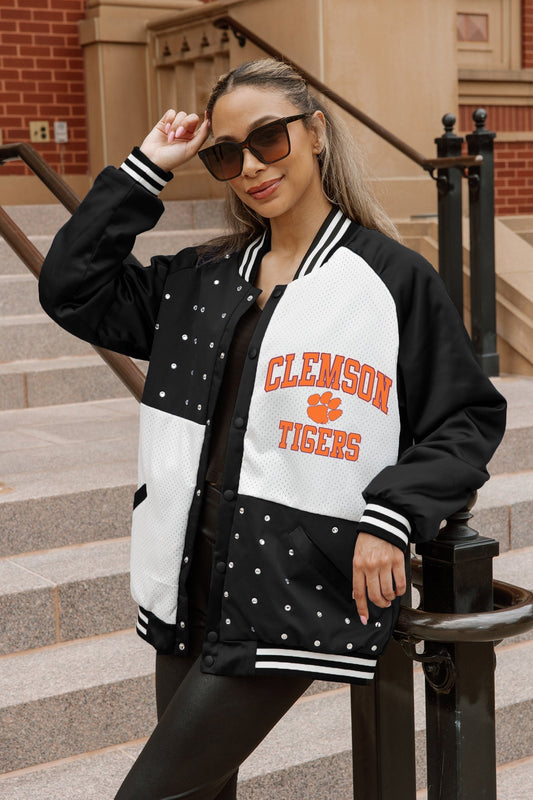 CLEMSON TIGERS REFINED RIVALRY THROWBACK VARSITY BOMBER JACKET
