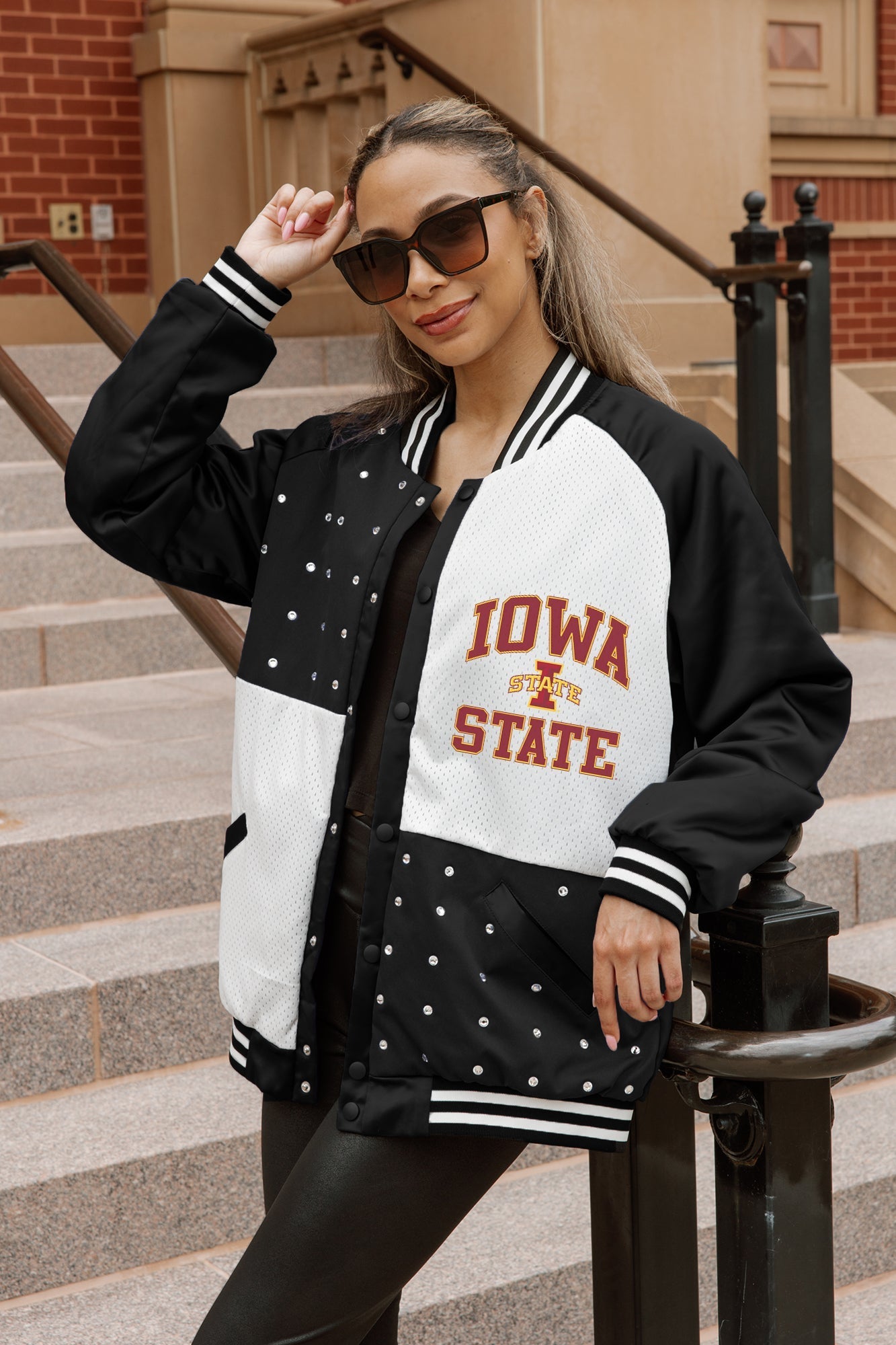 IOWA STATE CYCLONES REFINED RIVALRY THROWBACK VARSITY BOMBER JACKET