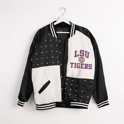 LSU TIGERS REFINED RIVALRY THROWBACK VARSITY BOMBER JACKET