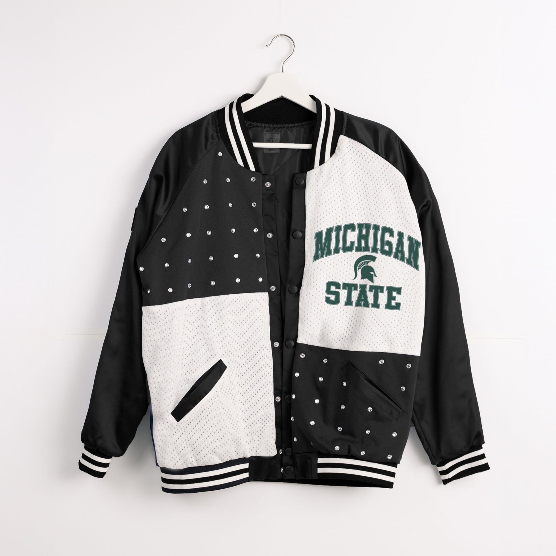 MICHIGAN STATE SPARTANS REFINED RIVALRY THROWBACK VARSITY BOMBER JACKET