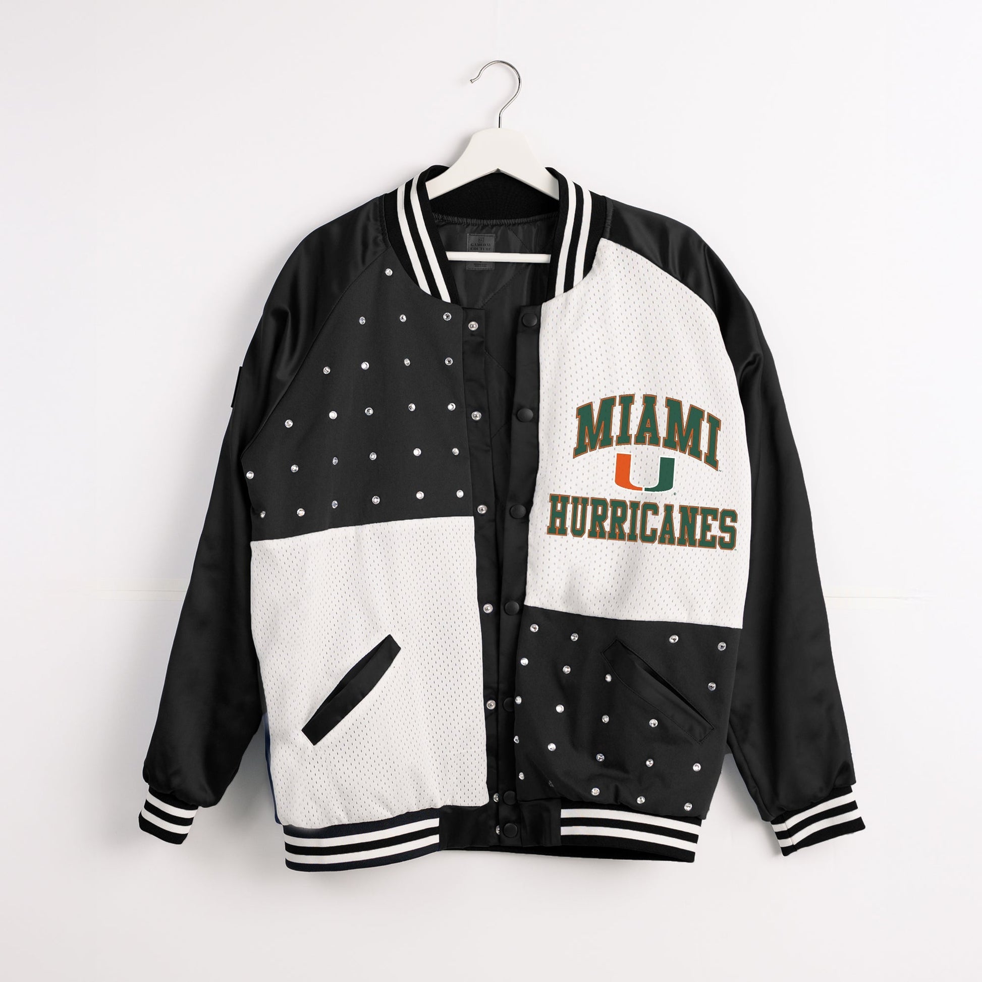 MIAMI HURRICANES REFINED RIVALRY THROWBACK VARSITY BOMBER JACKET