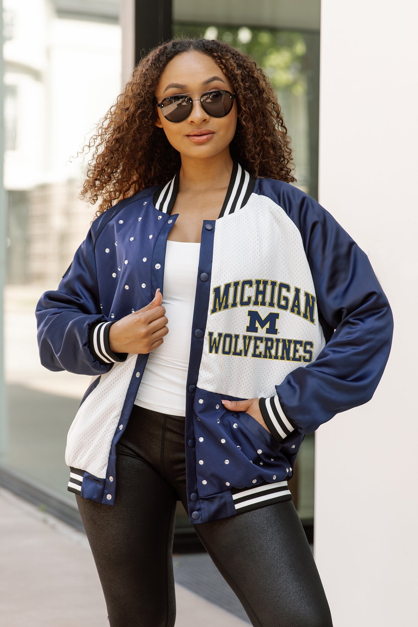 MICHIGAN WOLVERINES REFINED RIVALRY THROWBACK VARSITY BOMBER JACKET