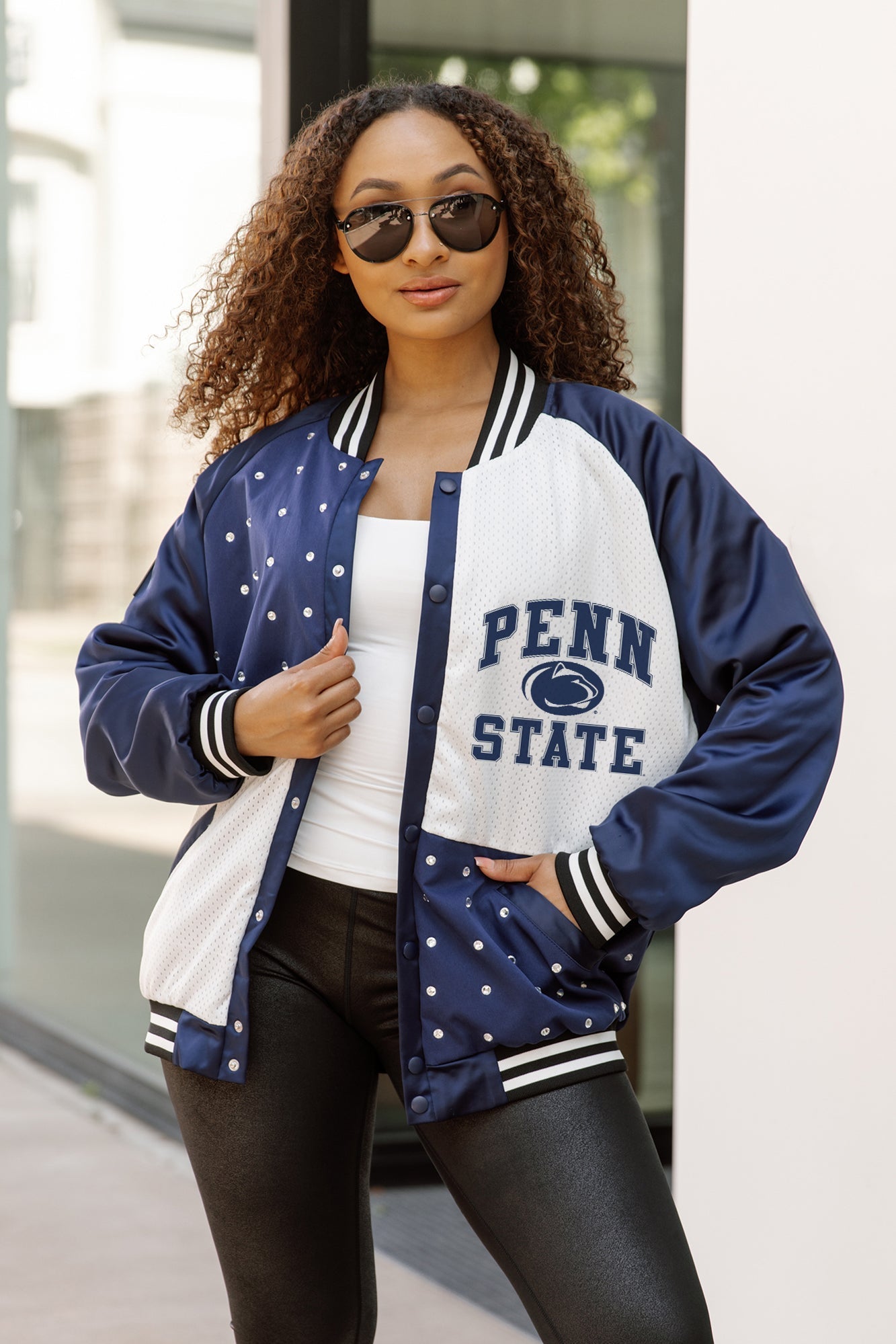 PENN STATE NITTANY LIONS REFINED RIVALRY THROWBACK VARSITY BOMBER JACKET