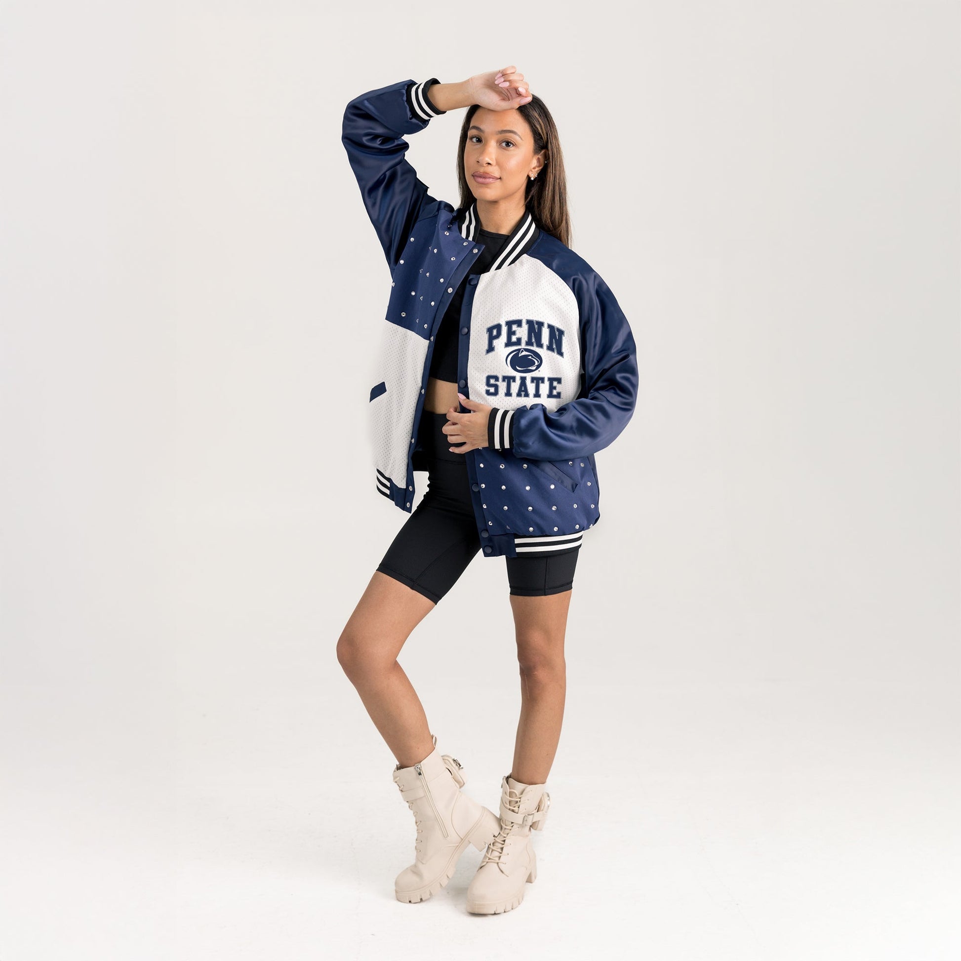 PENN STATE NITTANY LIONS REFINED RIVALRY THROWBACK VARSITY BOMBER JACKET