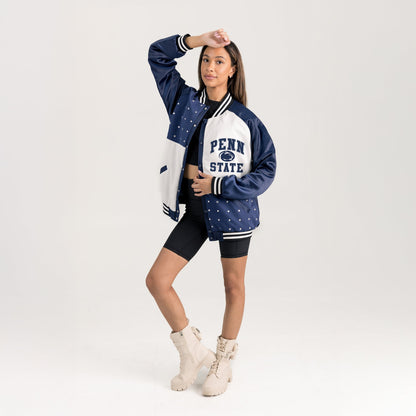 PENN STATE NITTANY LIONS REFINED RIVALRY THROWBACK VARSITY BOMBER JACKET