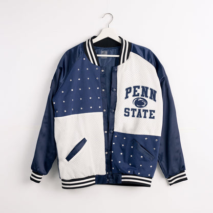PENN STATE NITTANY LIONS REFINED RIVALRY THROWBACK VARSITY BOMBER JACKET