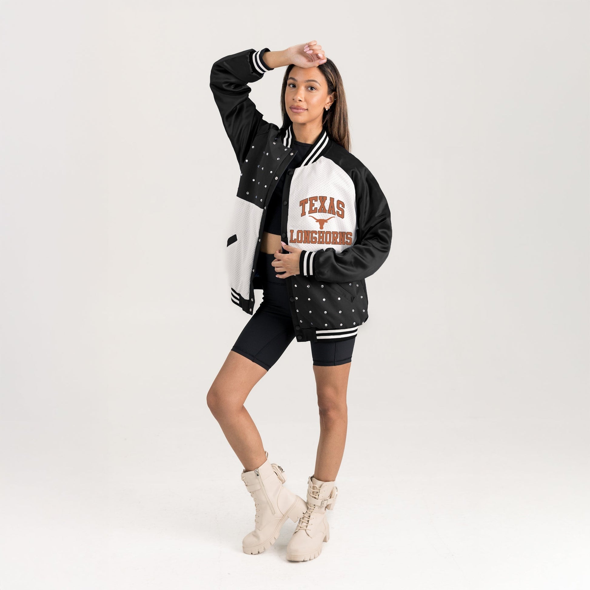 TEXAS LONGHORNS REFINED RIVALRY THROWBACK VARSITY BOMBER JACKET