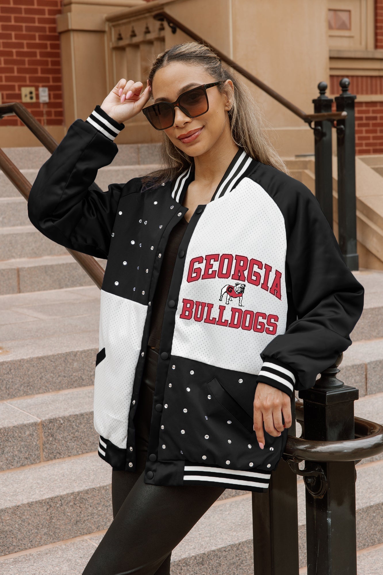 GEORGIA BULLDOGS REFINED RIVALRY THROWBACK VARSITY BOMBER JACKET