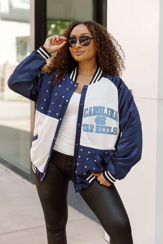 NORTH CAROLINA TAR HEELS REFINED RIVALRY THROWBACK VARSITY BOMBER JACKET